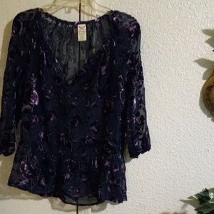 Elegant Black & Purple Floral Women's Top